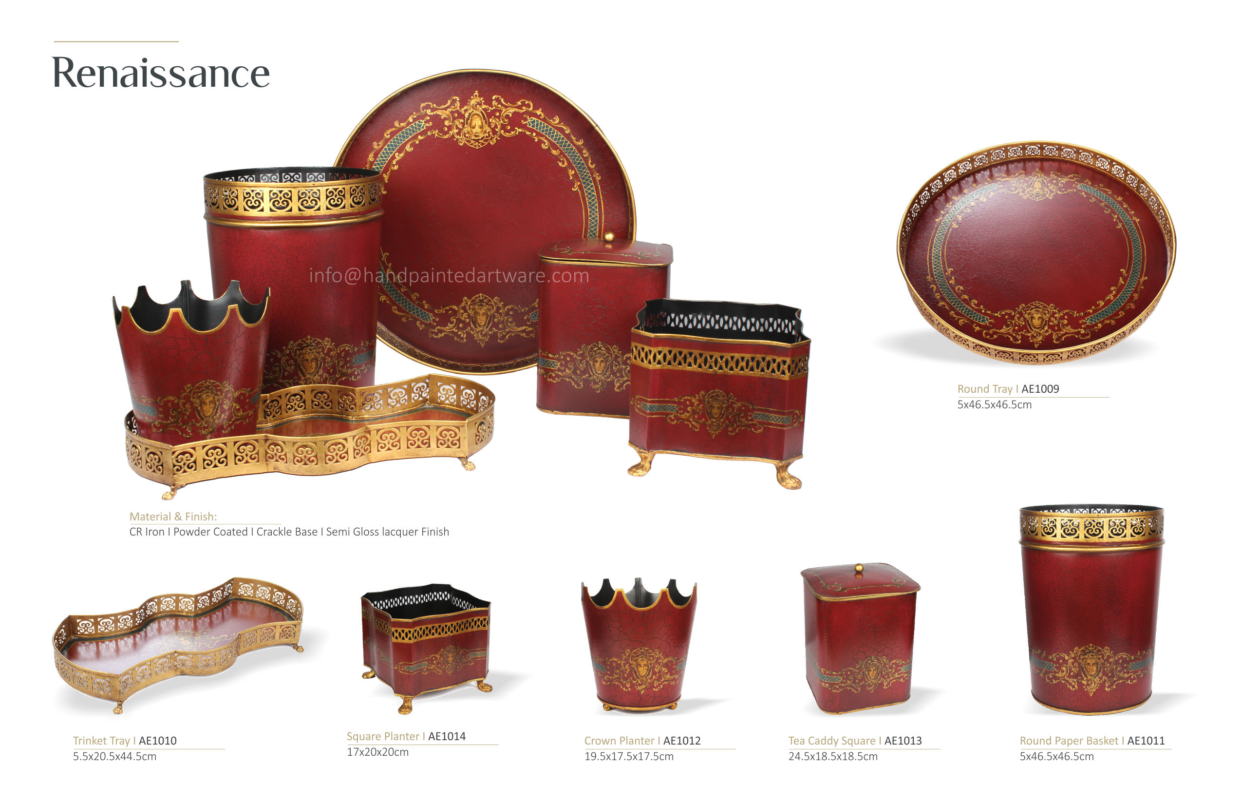 renaissance-hand-painted-tole-planter-export renaissance hand painted toleware containers and trays