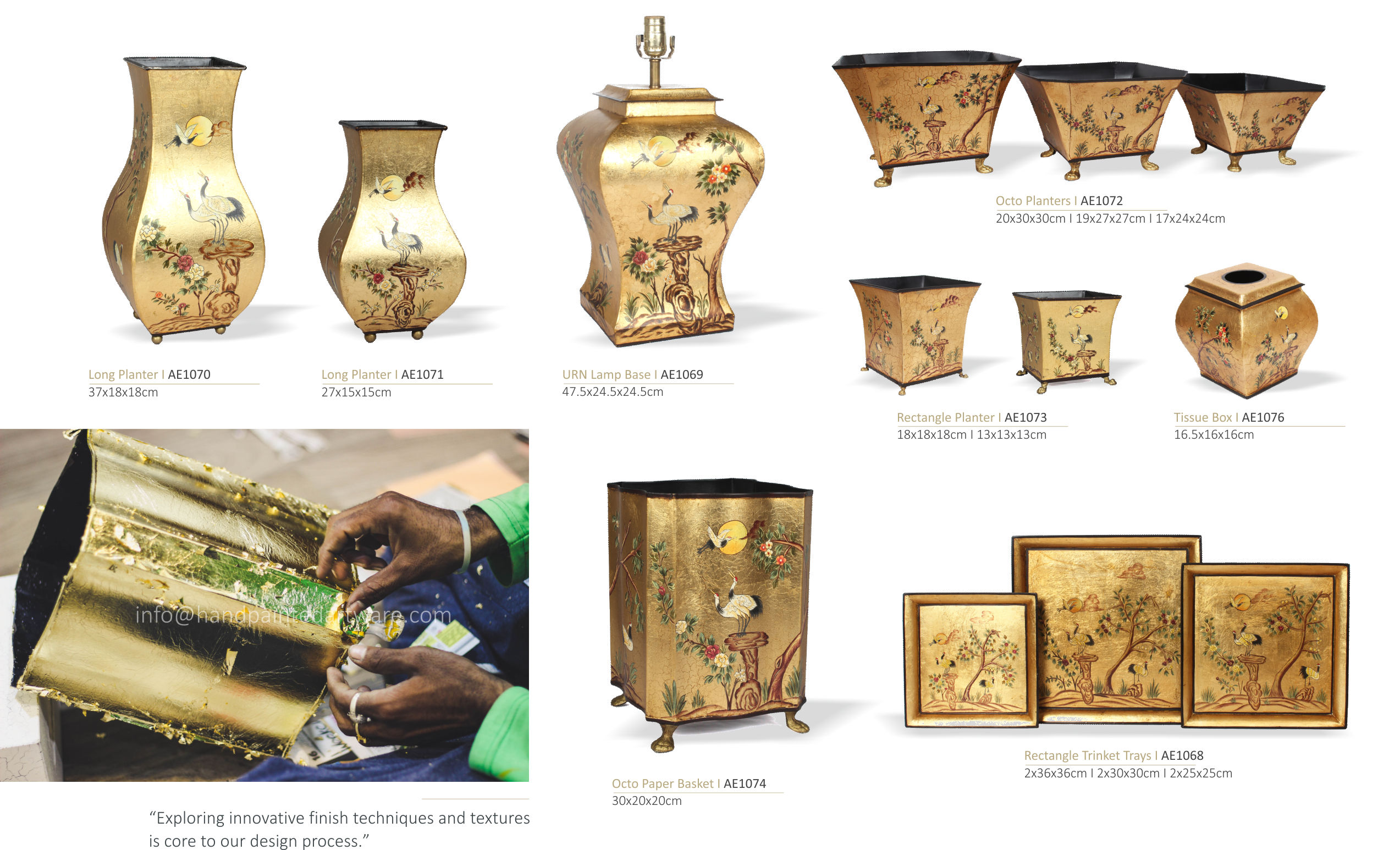 gold leaf hand painted tole tissue box