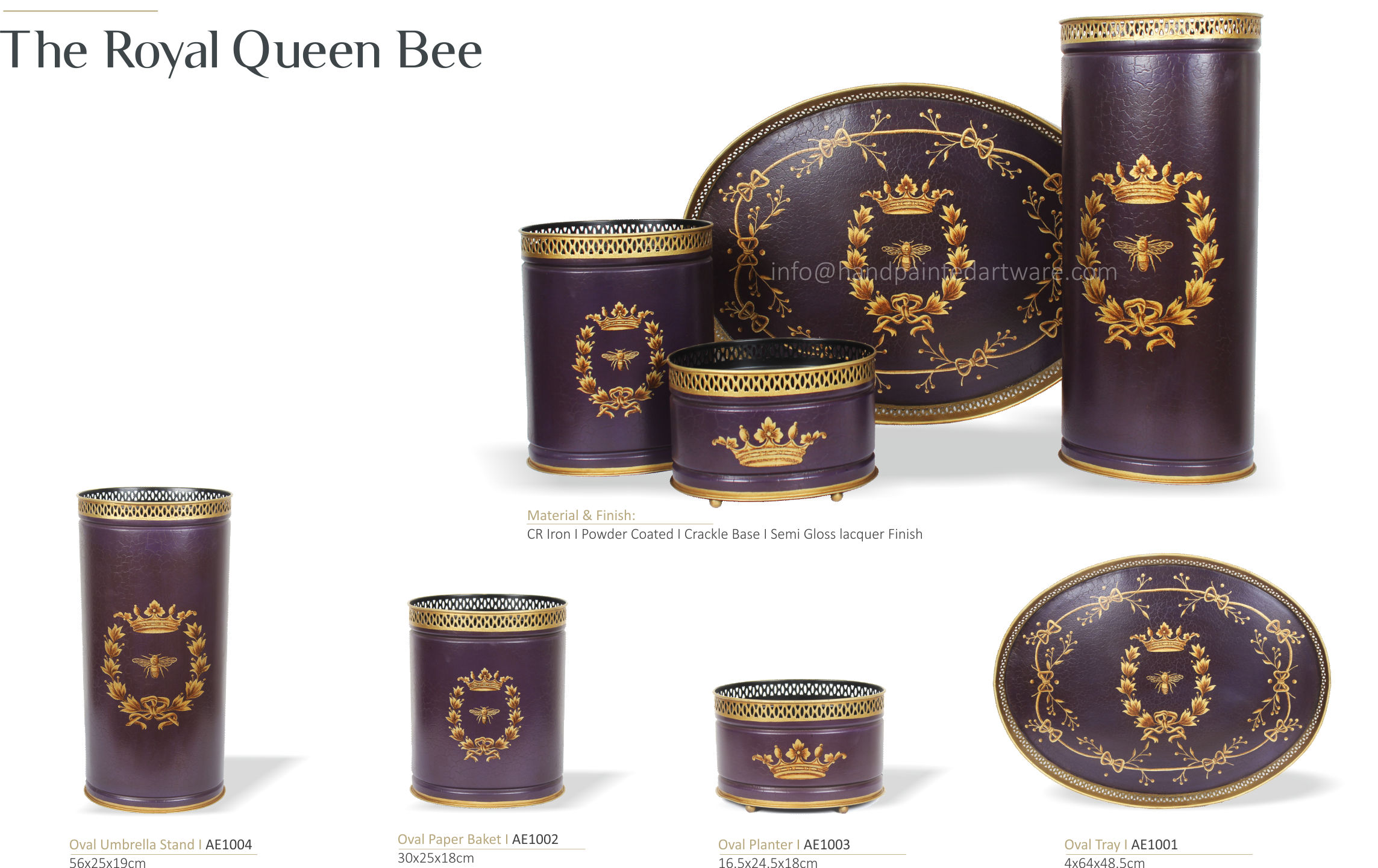 royal queen bee hand painted toleware decorative set