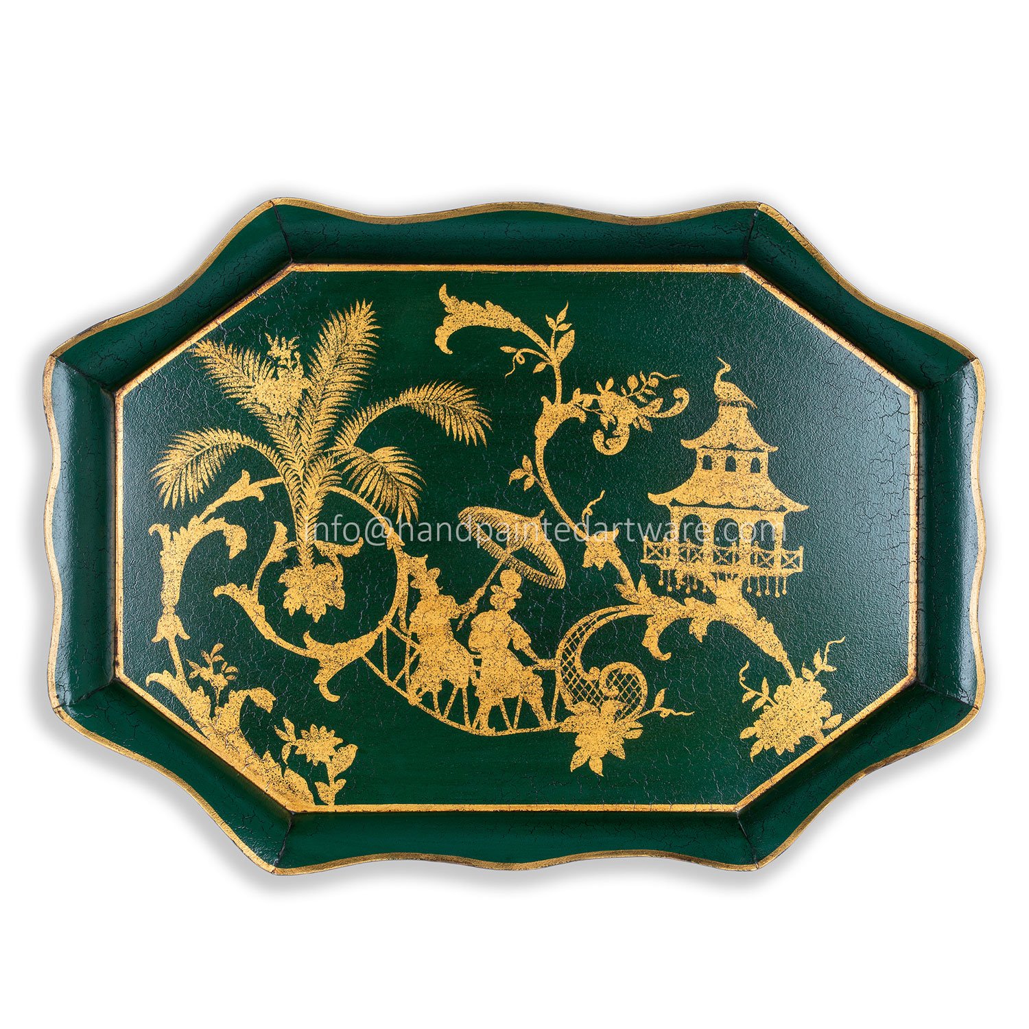 Hand-painted toleware trays for home décor brands
