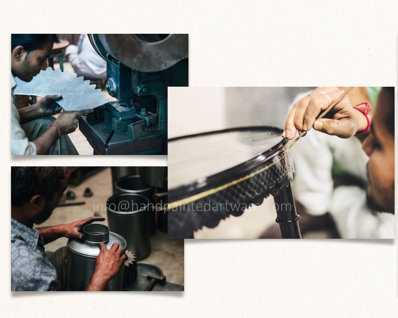 Custom hand-painted toleware being developed from a design reference