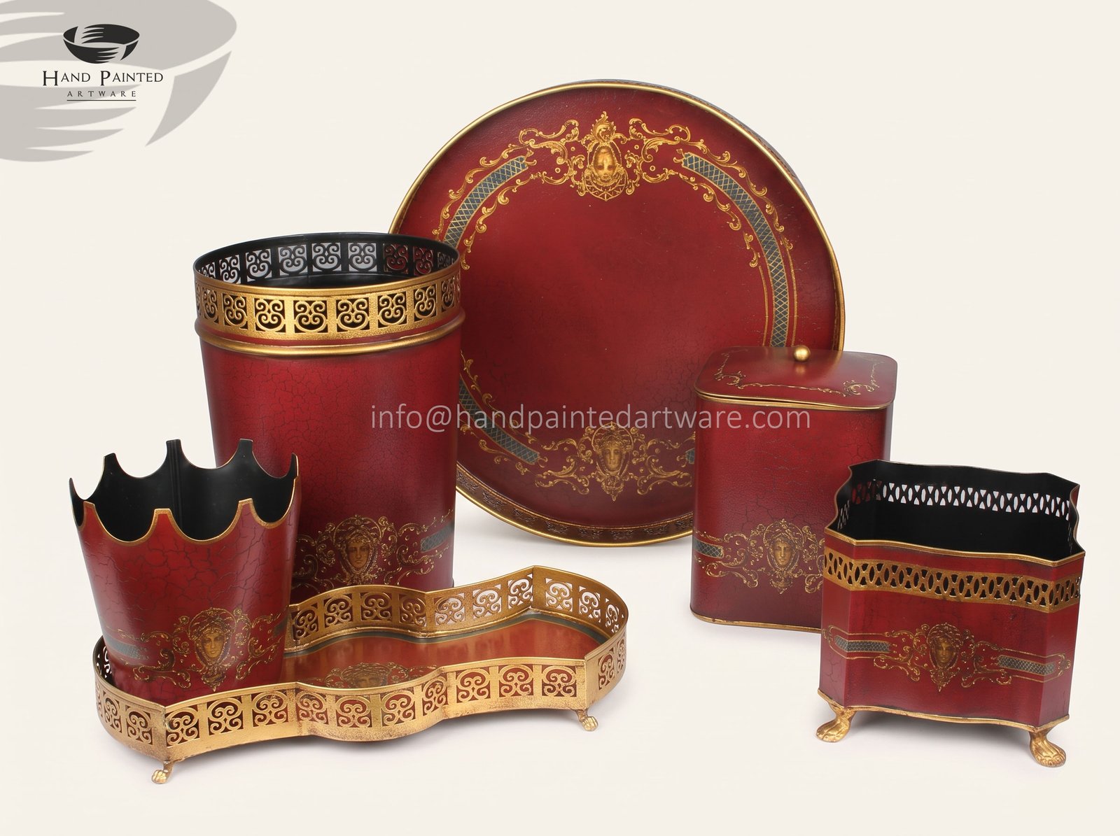 Hand-painted toleware planter and cachepot