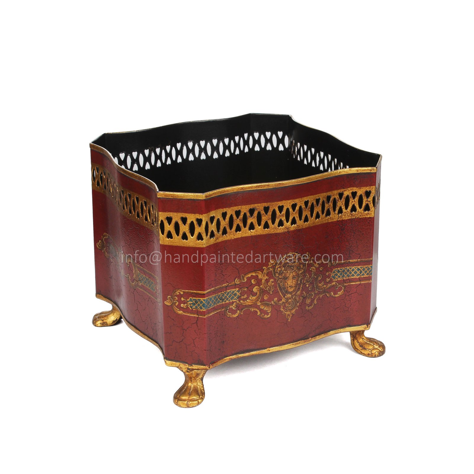 Hand-painted toleware planters and cachepots